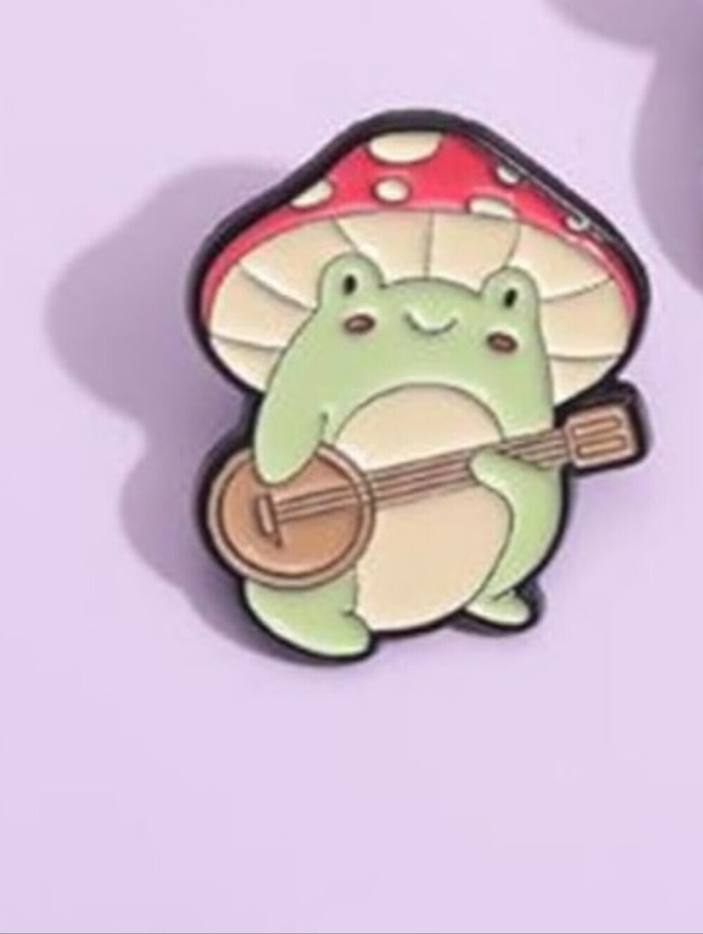 Cute Frog Mushroom Enamel Pin - Green & Red